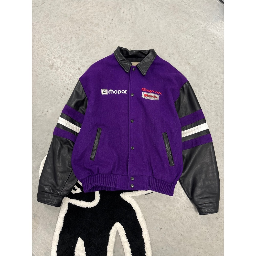 Vintage Choko Snap-on Mopar Muscle Car Series Varsity Jacket Purple Leather L